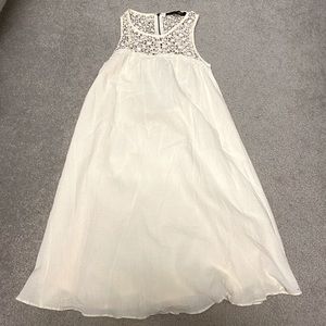 Cream linen crochet top dress